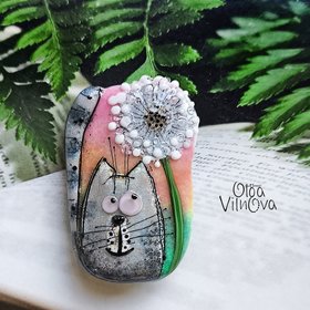 Cat with dandelion #2 image