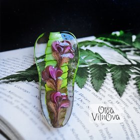 Floral bead with ribbed core #18 image